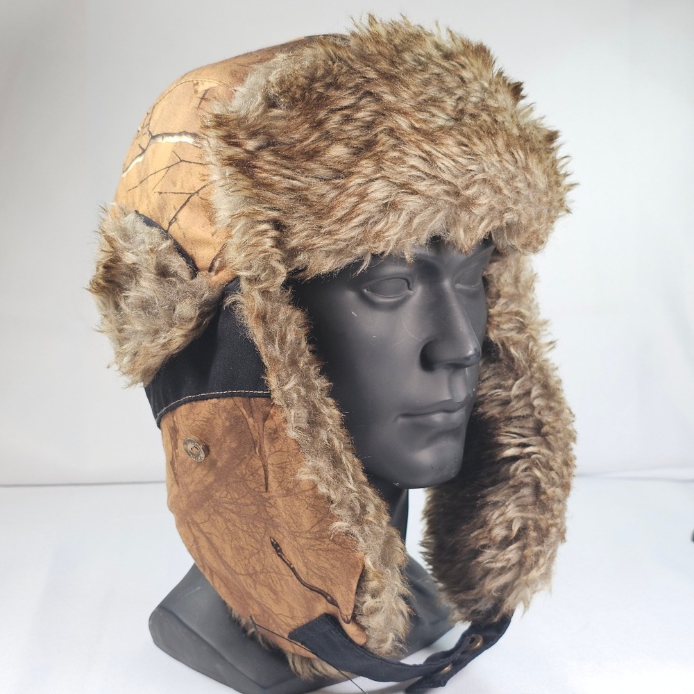 Realtree Hot‎ Shot Camo Trapper Hat Faux Fur Lined Winter Thinsulate Adult M
